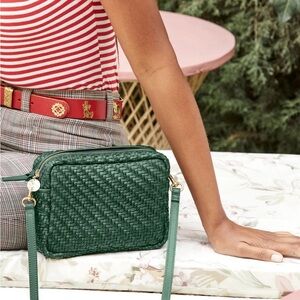 Clare V midi sac woven forest green